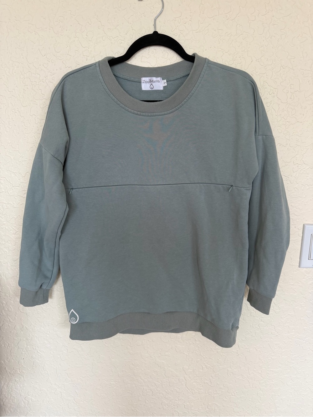 ZippyMama Breastfeeding Nursing Sweatshirt Small Deacon Green 100% Cotton